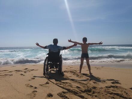 Otec a syn na konci světa (Atlantický oceán - Fisterra, pláž Mar de Fóra)